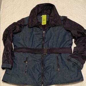 NWT Adam Jacobs Belted Denim Combo Jacket
